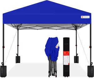 Best Choice Products 10x10ft 1-Person Setup Pop Up Canopy Tent Instant Portable Shelter w/ 1-Button Push, Case, 4 Weight Bags - Resort Blue