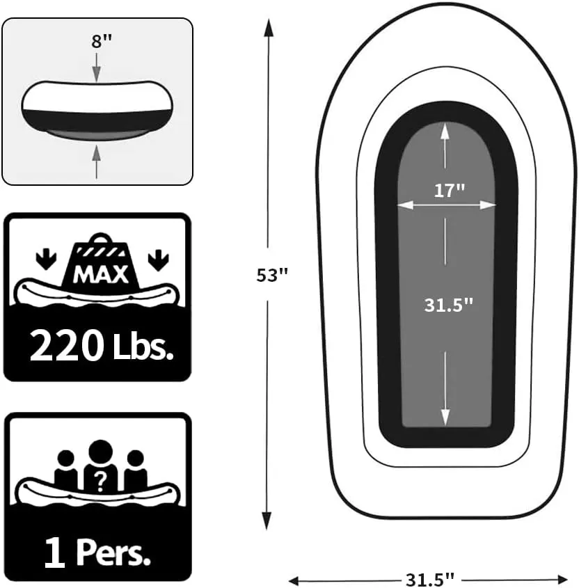BESTHLS Inflatable Boat,Swimming Pool and Lake Inflatable Boat