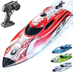 BEZGAR RC Boat for Kids & Adults, Fast RC Speed Boat with 700mAh Battery, Waterproof Toy for Lakes & Pools - TX126 Red