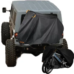 Bike Cover for 2 Bike,600D Waterproof Bicycle Covers on Rear Bike Rack,Outdoor Rain Dust Sun Proof with Lock Hole Windproof Buckle Bike Cover