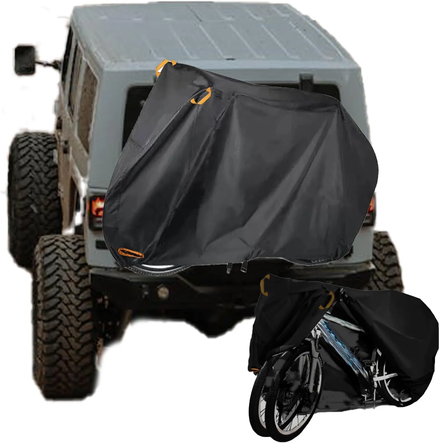 Bike Cover for 2 Bike,600D Waterproof Bicycle Covers on Rear Bike Rack,Outdoor Rain Dust Sun Proof with Lock Hole Windproof Buckle Bike Cover