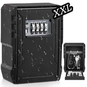 BKNOOU Large Key Lock Box for Outside Wall Mount, Lockbox for Keys Outdoor, Waterproof 4-Digit Combination Resettable Large Lock Box for Keys with Code for Realtor House Home Office Warehouse