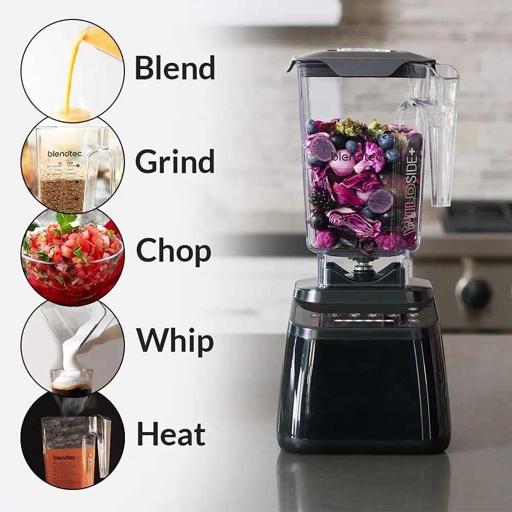 Blendtec Original Designer Series Blender and 90 Oz WildSide  Jar - Kitchen Blender Bundle - Stainless Steel