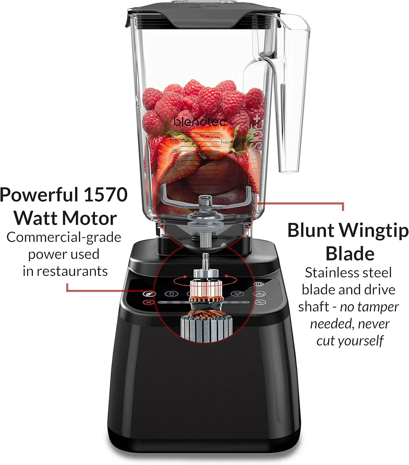 Blendtec Original Designer Series Blender and 90 Oz WildSide  Jar - Kitchen Blender Bundle - Stainless Steel