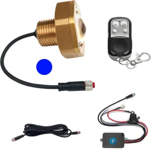 Blue Boat Drain Plug Light,IP68 Underwater Boat Lights with APP Remote Control,Replaces Standard 1/2" NPT Drain Plug for Cruising, Fishing & Fun,Smart Cooling System,No Holes to Drill!