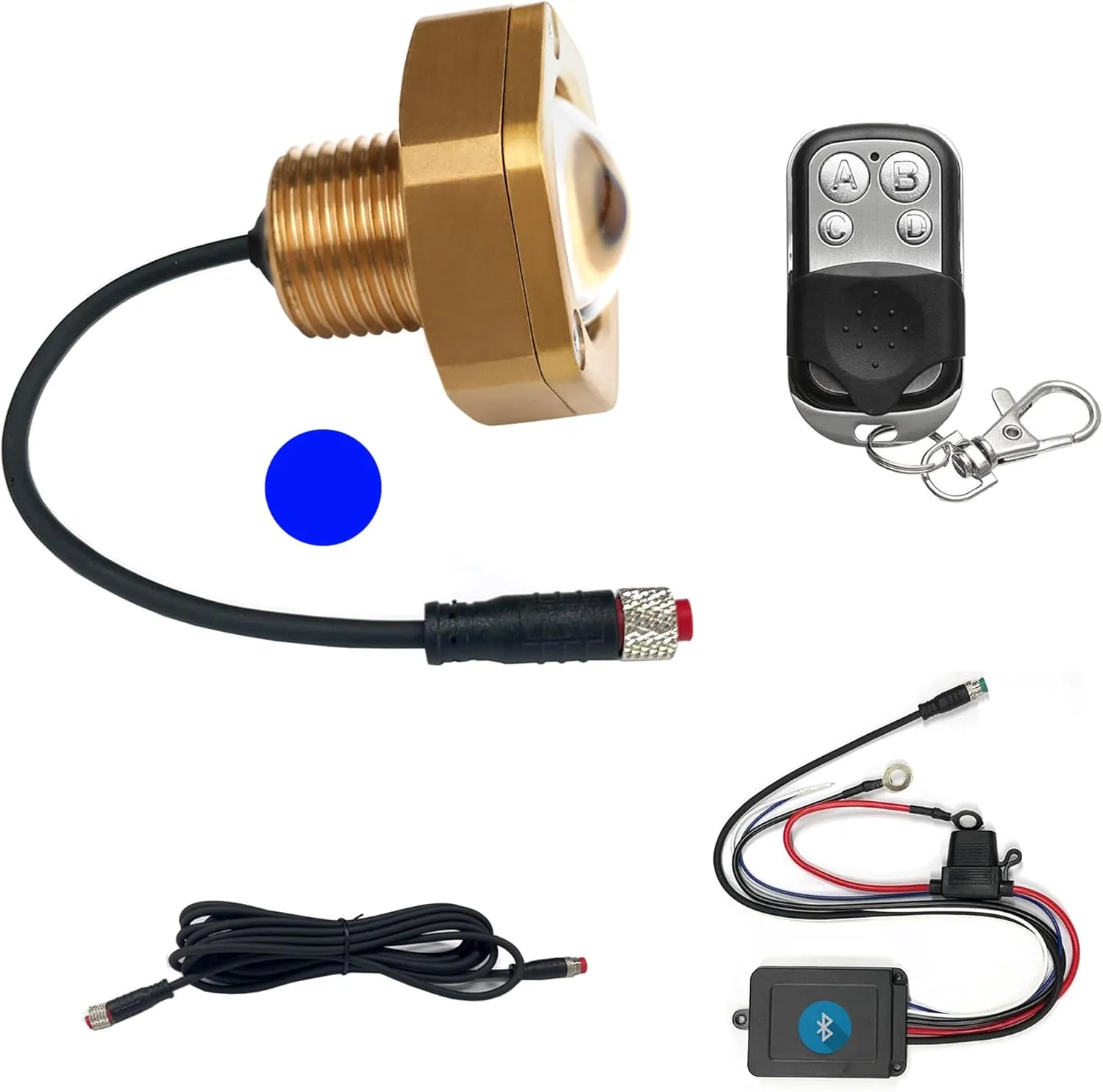 Blue Boat Drain Plug Light,IP68 Underwater Boat Lights with APP Remote Control,Replaces Standard 1/2" NPT Drain Plug for Cruising, Fishing & Fun,Smart Cooling System,No Holes to Drill!