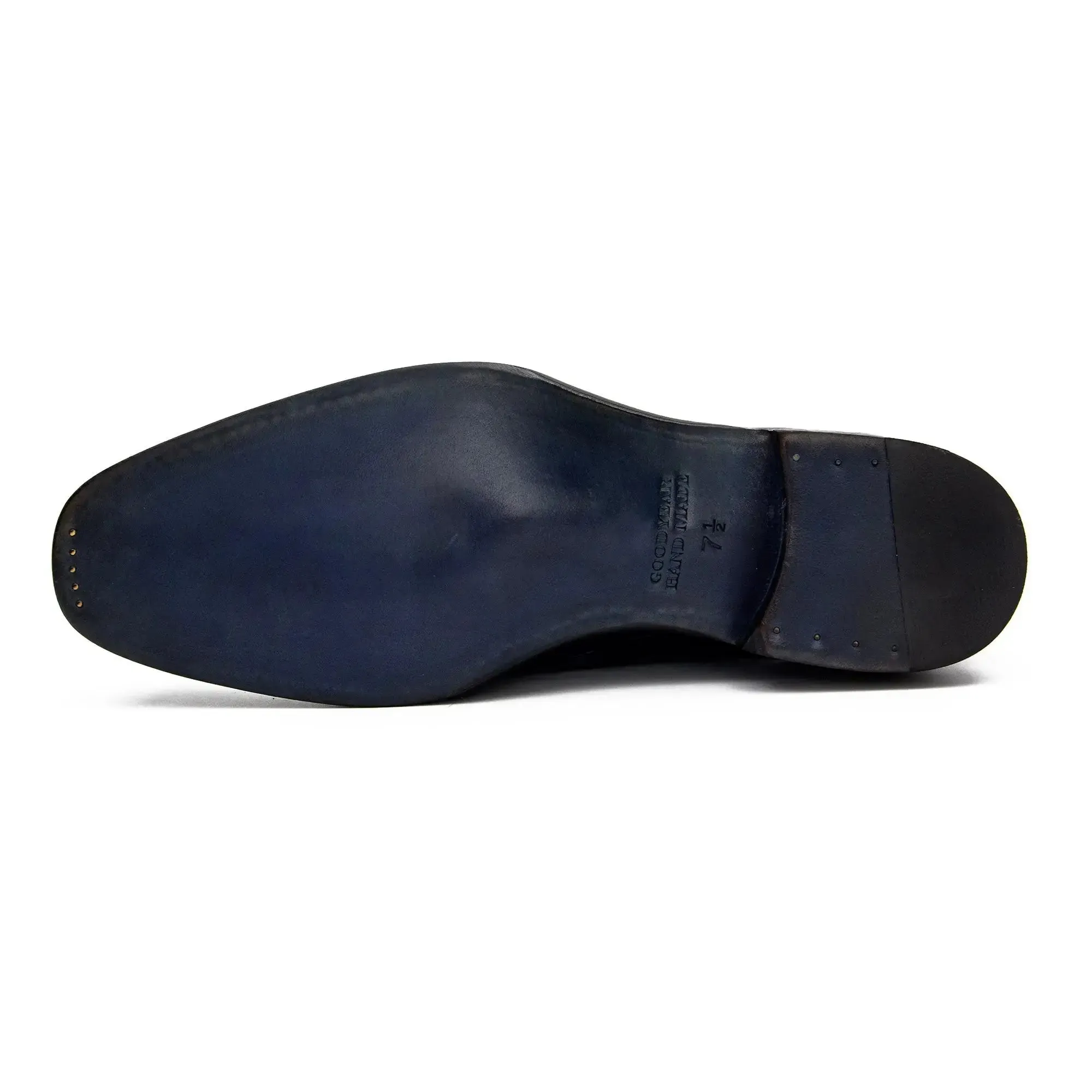 Blue Crocodile Leather Derby Shoes-BLUE