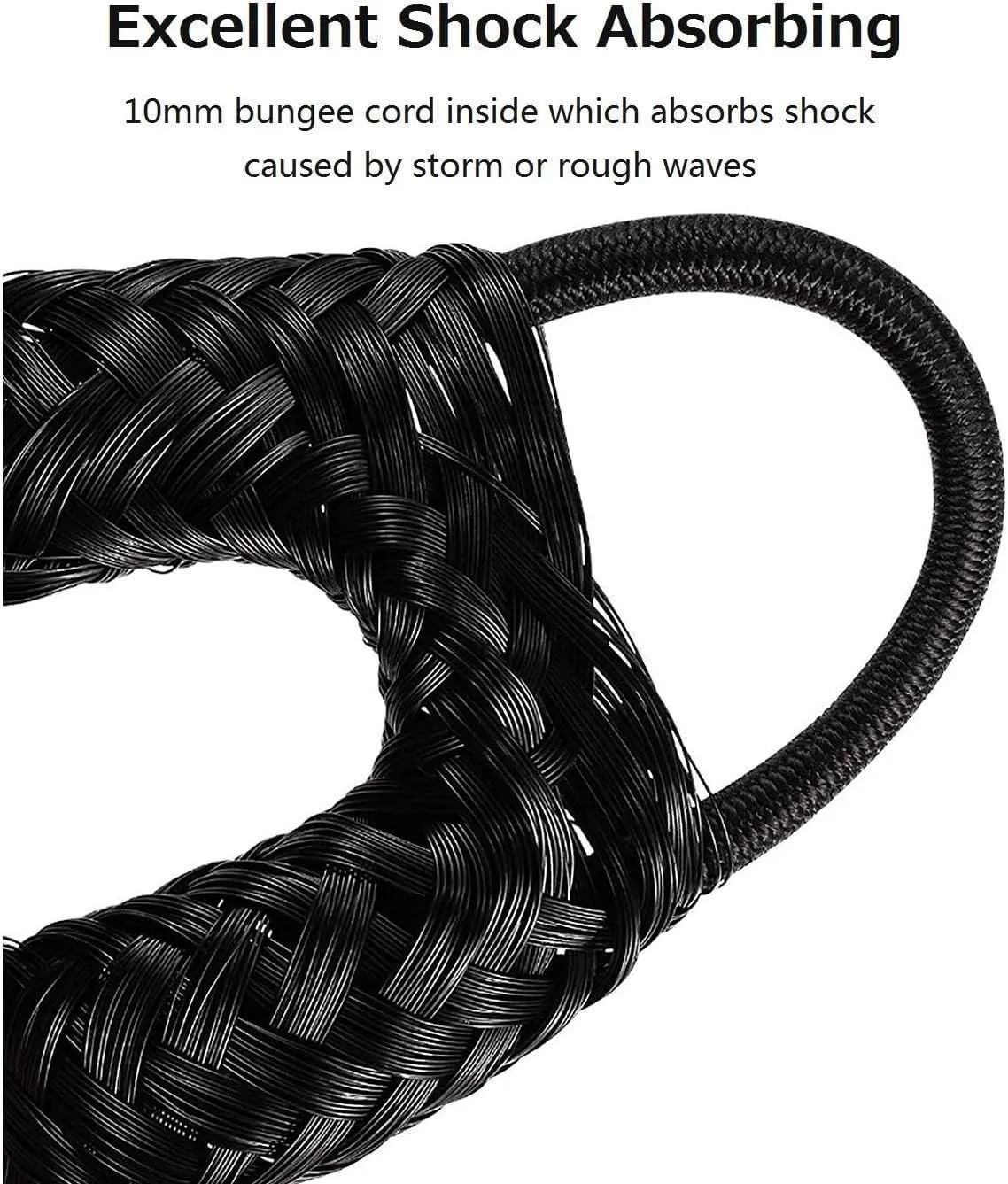 Boat Bungee Dock Lines, 4 Feet Stretches to 6 Feet Mooring Rope 4-Pack for Docking, Mooring Line Boat Accessories Docking Ropes PWC Dock Ties for Boats (Black 4 Pack)