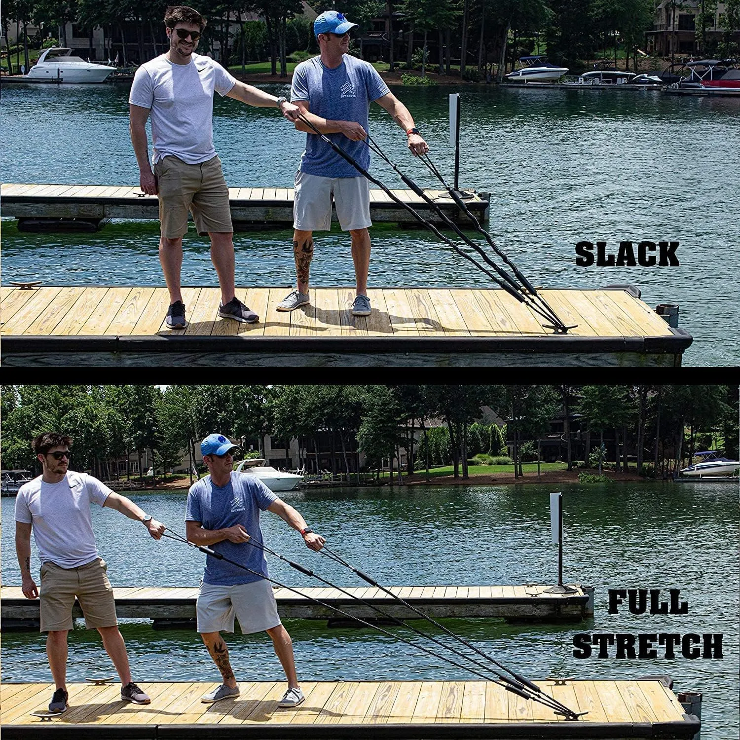 Boat Bungee Dock Lines, 4 Feet Stretches to 6 Feet Mooring Rope 4-Pack for Docking, Mooring Line Boat Accessories Docking Ropes PWC Dock Ties for Boats (Black 4 Pack)