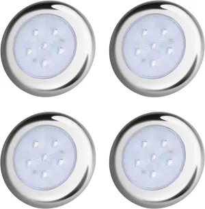Boat Courtesy Lights, IP68 Waterproof Boat Interior Lights, Marine Navigation Stern Courtesy Night Fishing Lighting, Stainless Steel Marine LED Lighting for Pontoon Bass Sailboat(4PCS Blue)