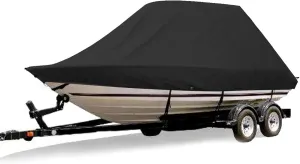 Boat Cover 18 28ft 210D Jumbo Cruiser Boat Cover Heavy Duty Marine Water Sun Proof UV Protection Fish Ski VHull Mooring Cover Heavy Duty Boat Cover(24 26FT)