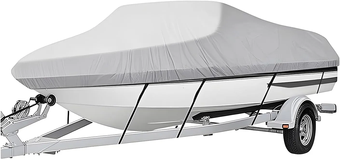 Boat Cover,Heavy Duty 800D Polyester Canvas Boat Covers Pontoon Boat Cover,Waterproof UV Resistant Boat Cover,Snap-On Buckle Pontoon Cover Fishing Boats Small Utility Boat and More 1 Set