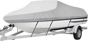 Boat Cover,Heavy Duty 800D Polyester Canvas Boat Covers Pontoon Boat Cover,Waterproof UV Resistant Boat Cover,Snap-On Buckle Pontoon Cover Fishing Boats Small Utility Boat and More 1 Set