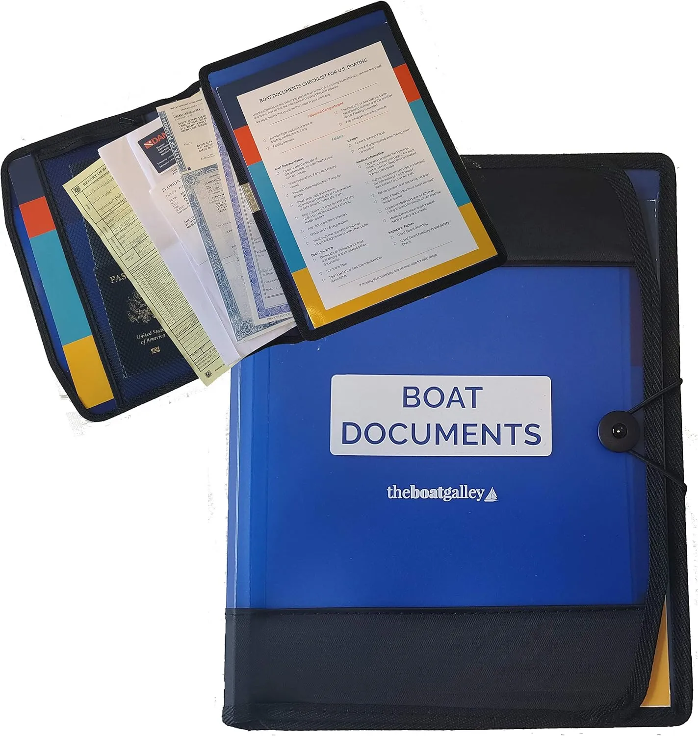 Boat Documents Organizer - Large Size Waterproof Case for Boat Papers - Keep All Documents Safe and Organized - Boating Gifts for Men (Blue)