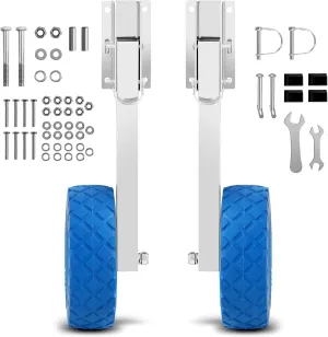 Boat Launching Wheels 10'' Loading Capacity Stainless Steel Transom Launching Wheel Dolly for Inflatable Boat, Blue