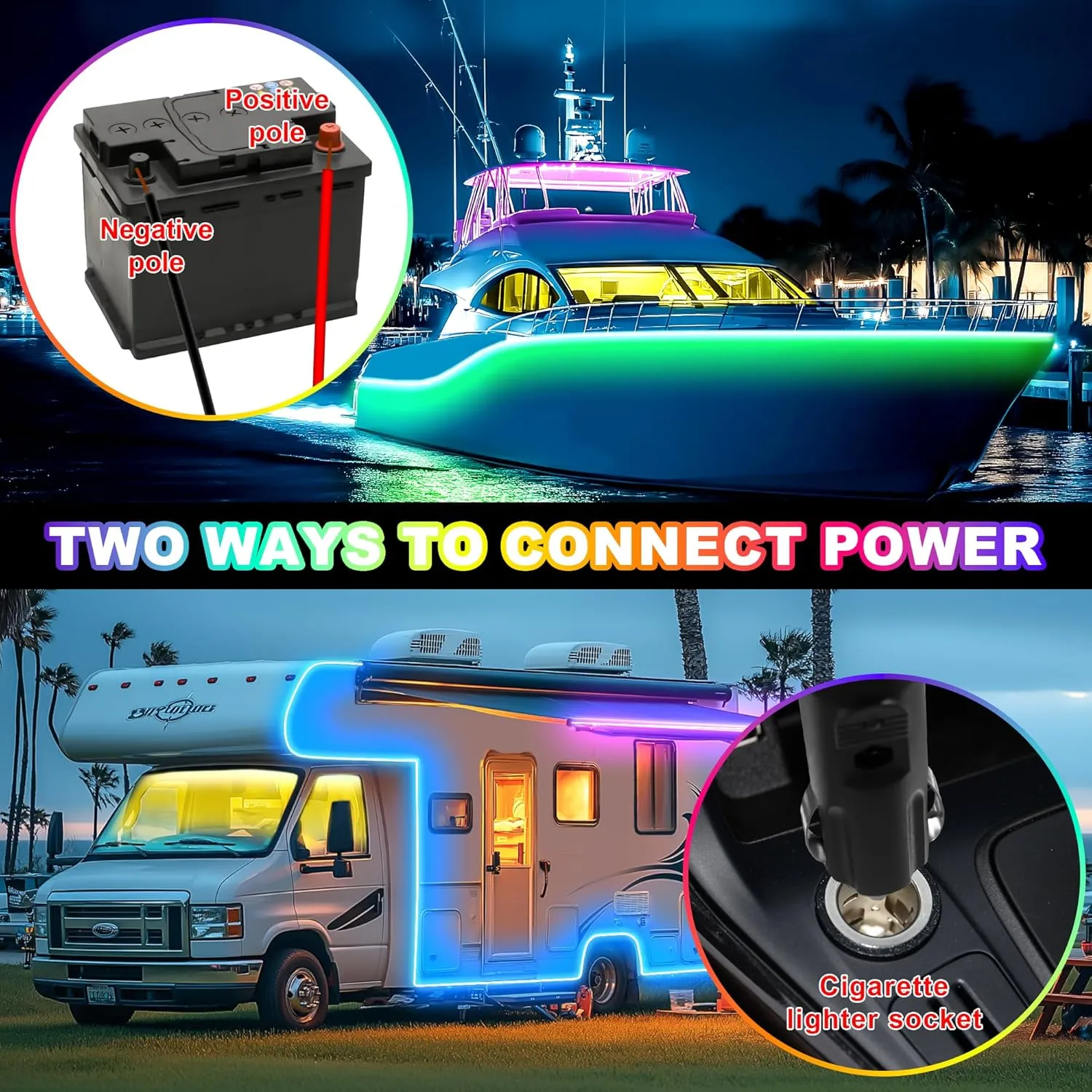 Boat Lights Led Waterproof 50FT, 12V RGB Marine LED Strip Exterior, IP67 Pontoon Boat Lights Interior with App for Pontoon, Bass, Deck, RV, Fishing Kayak