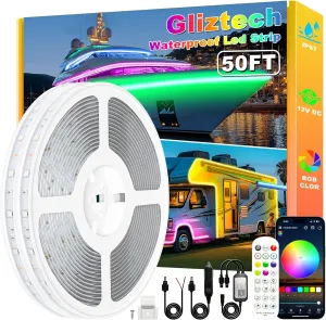 Boat Lights Led Waterproof 50FT, 12V RGB Marine LED Strip Exterior, IP67 Pontoon Boat Lights Interior with App for Pontoon, Bass, Deck, RV, Fishing Kayak