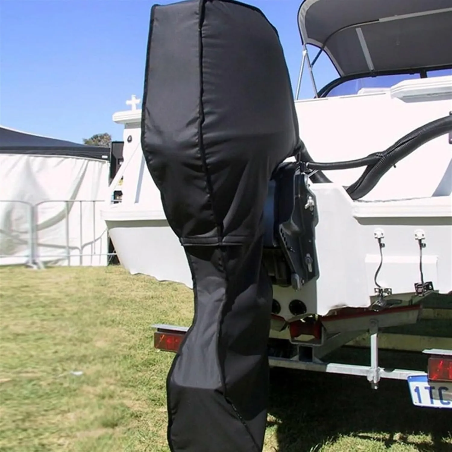 Boat Motor Cover Boat Motor Cover Waterproof UV-Proof Full Outboard Motor Cover Fade and Crack Resistant Heavy-Duty 600D. Outboard Motor Cover(100-150HP)