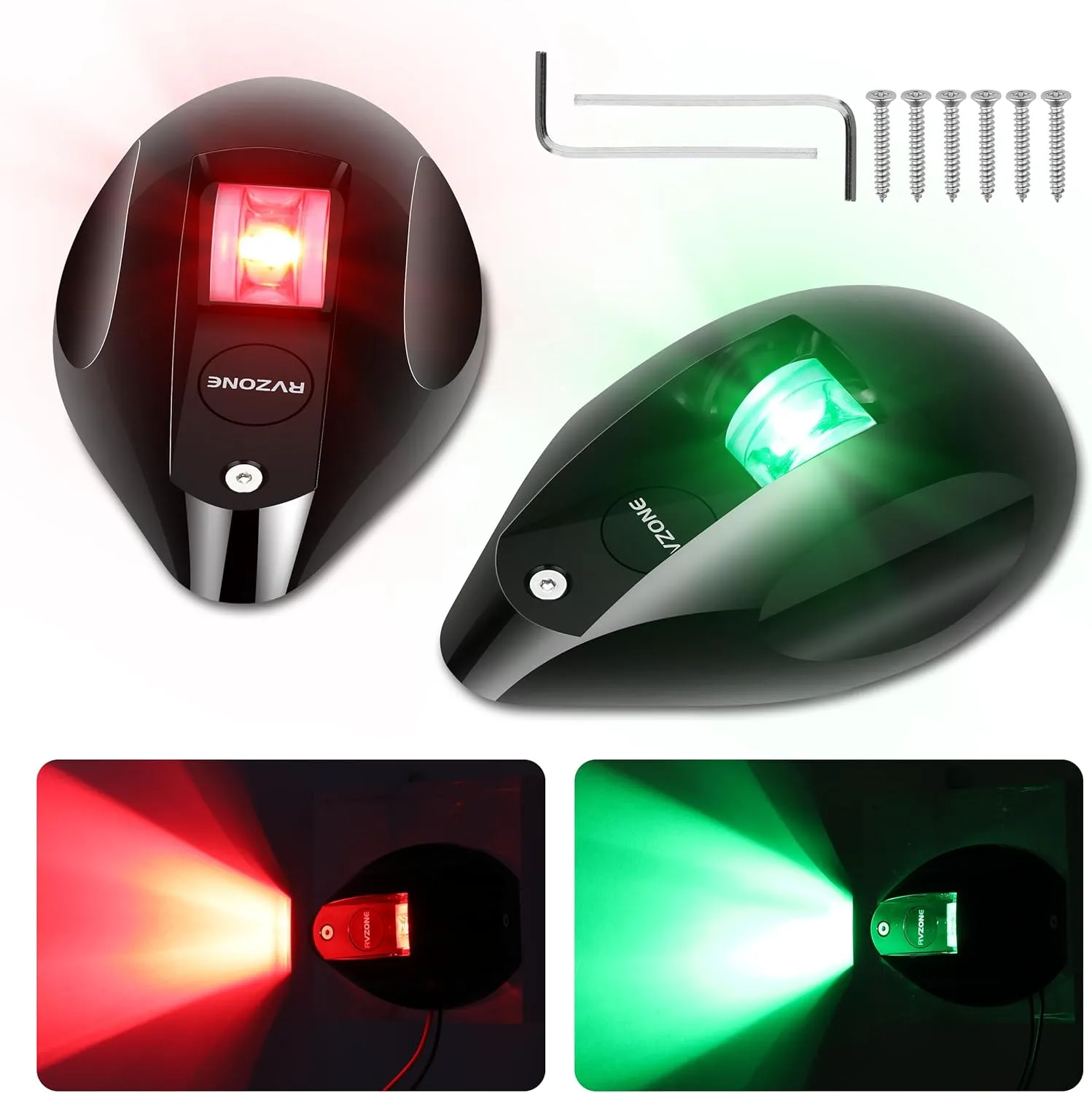Boat Navigation Lights Bow Lights for Boats Red and Green LED Marine Navigation Lighting IP67 Waterproof Led Boat Lighting Bow and Stern Nav Light for Pontoon,Yach, Marine (Black)