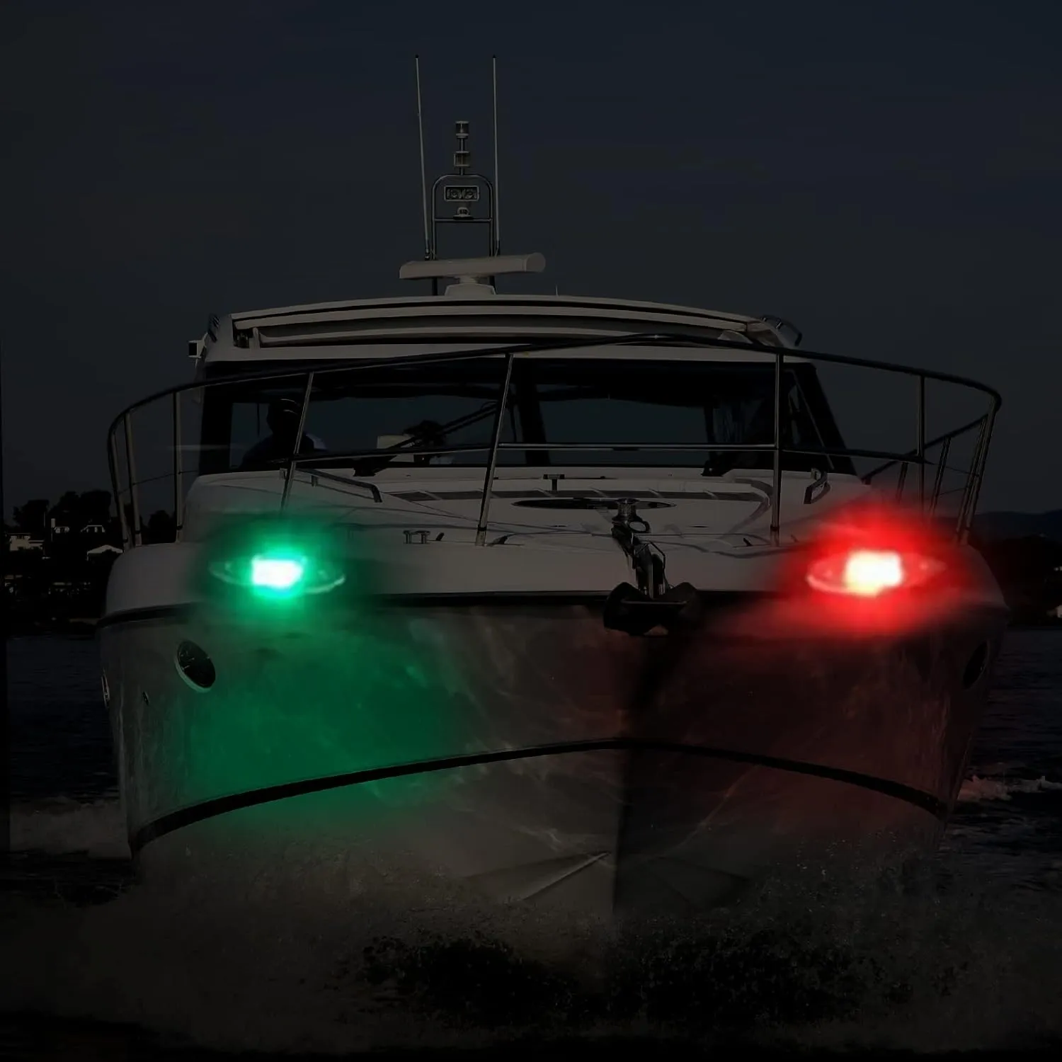 Boat Navigation Lights Red and Green LED Marine Bow Light USCG 2 NM Waterproof 12 Volt Stainless Steel Flush Mounting 1 Pair
