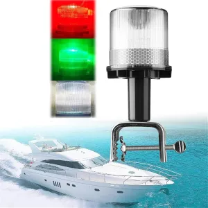 Boat Navigation Lights, Solar Powered Boat Safety Beacon Light, Ip65 Waterproof LED Signal Lamp, Yacht Accessory Tools,Red