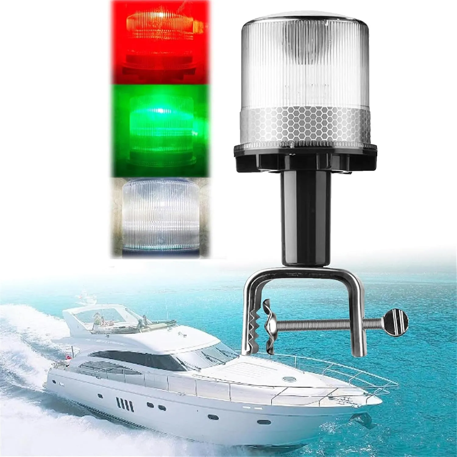 Boat Navigation Lights, Solar Powered Boat Safety Beacon Light, Ip65 Waterproof LED Signal Lamp, Yacht Accessory Tools,Red