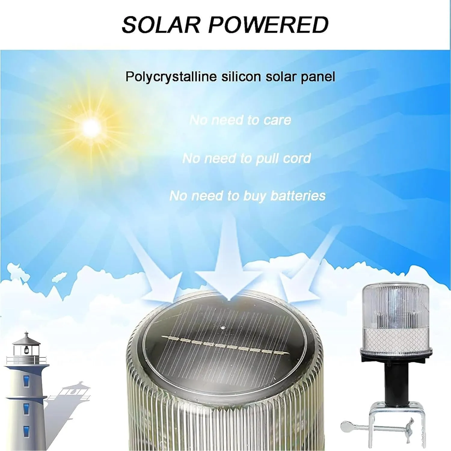 Boat Navigation Lights, Solar Powered Boat Safety Beacon Light, Ip65 Waterproof LED Signal Lamp, Yacht Accessory Tools,Red