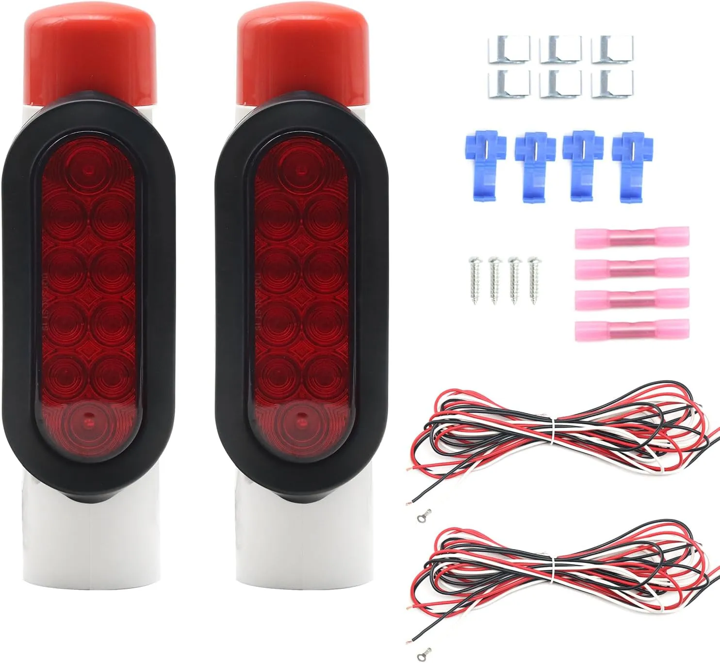 Boat Trailer Guide Lights,LED PVC Pipe Lights,Waterproof Submersible Boat Trailer Guide Pole Lights for Turn Signal Brake Marker Reverse,12V.(2PCS)