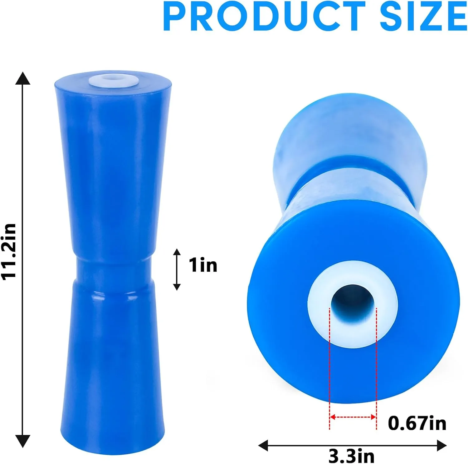 Boat Trailer Roller 8/10/12in,Keel Rollers for Boat Trailer,Heavy Duty PU Bow Roller Boat Trailer Accessories Replacement Boat Trailer Parts Fits 5/8" Shaft (Blue,1/2 Pack)