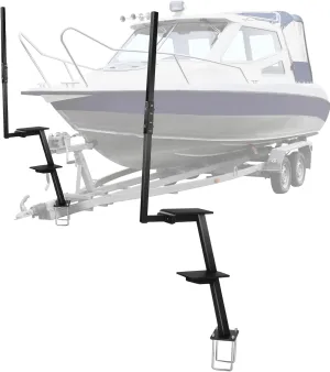 Boat Trailer Steps with Handle,Heavy Duty Steel 2 Step Boat Trailer Steps Support for 400 LBS Capacity,Universal Fits for Boat Trailers Tongue Step,Bass Boat, Pontoon Boat