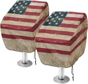 Boatee 2 Pack Boat Bench Chair Cover Waterproof Helm Chair Protective Covers with Drawstring Boat Accessories Windproof Heavy Duty Boat Folding Chair Cover