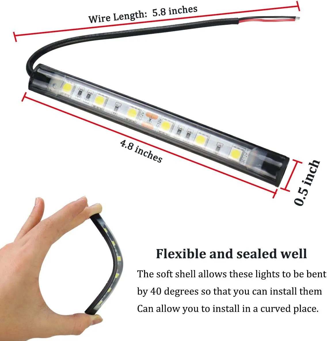 Boaton Marine Led Boat Lights, Night Fishing Lights, Boat Interior Lights, No Drilling Install Boat Deck Lights Courtesy Lights, White