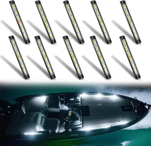 Boaton Marine Led Boat Lights, Night Fishing Lights, Boat Interior Lights, No Drilling Install Boat Deck Lights Courtesy Lights, White