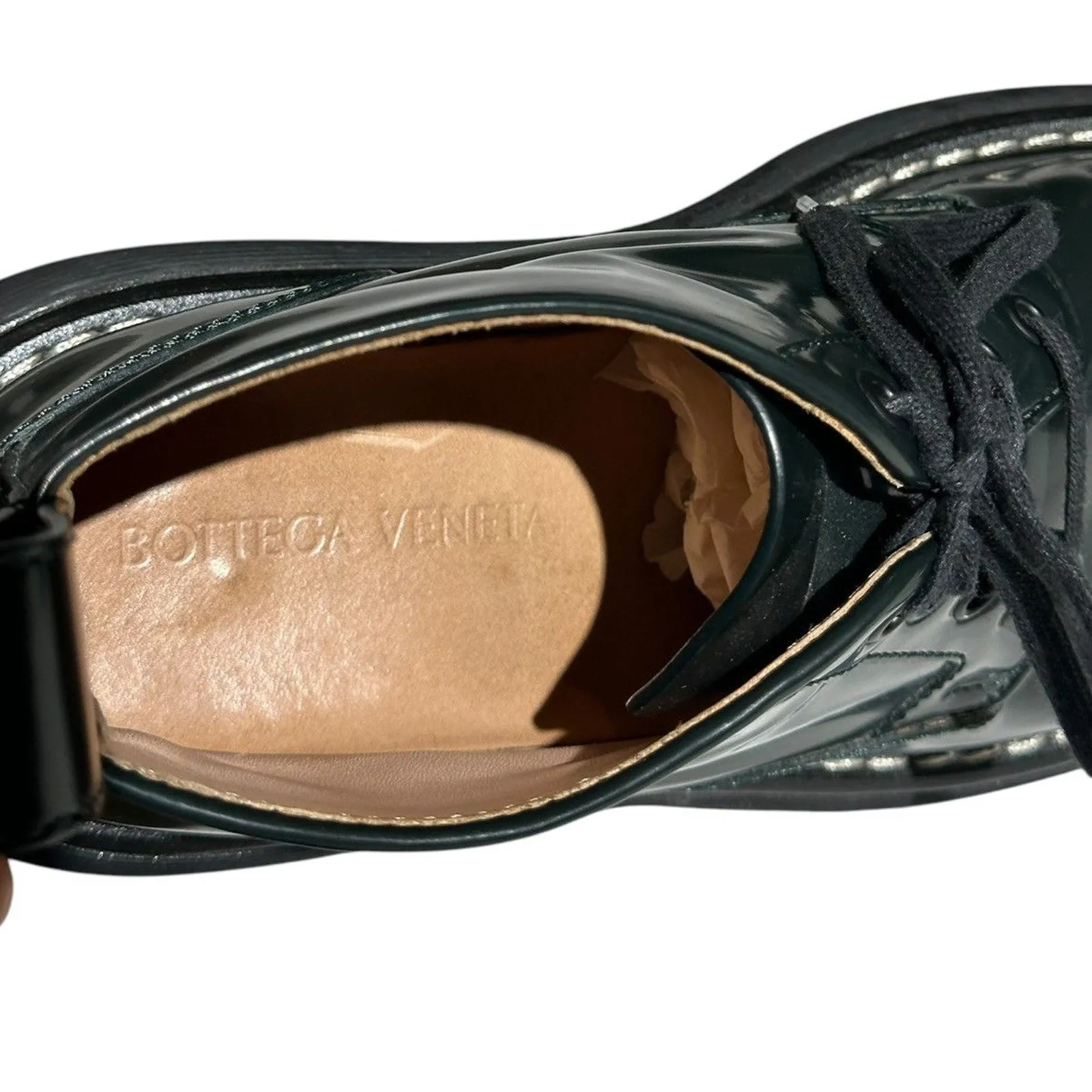 Bounce patent leather derby shoe