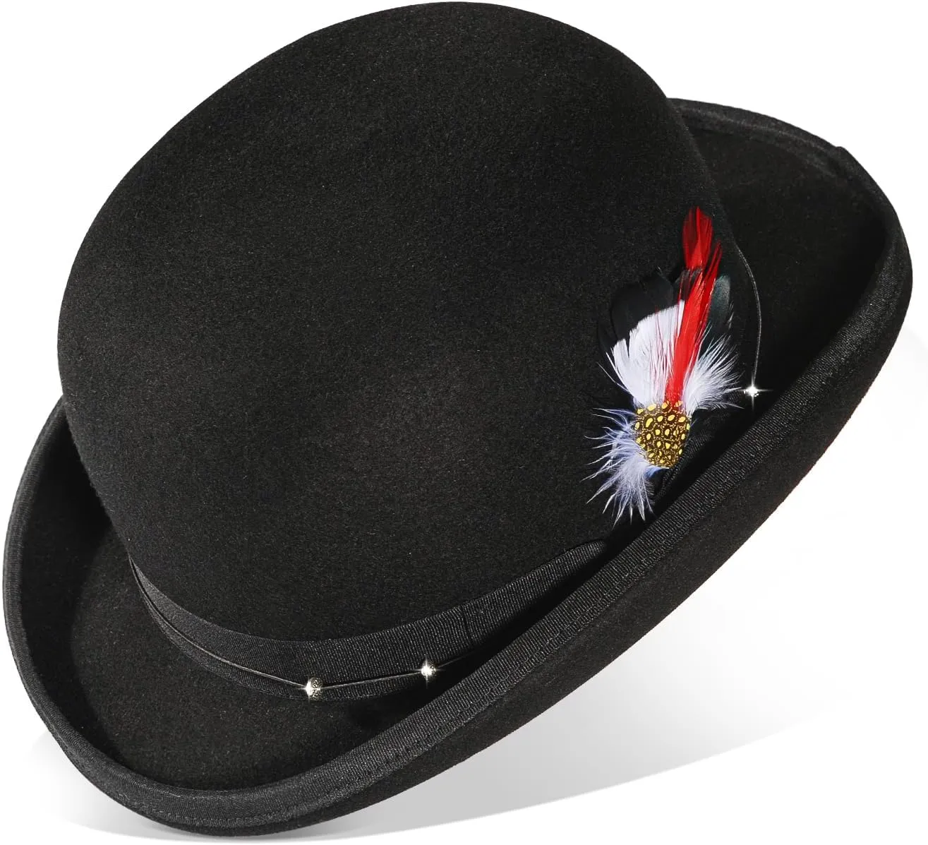 Bowler Derby 100% Wool Theater Quality Hat for Men Women, Clown Bowler, Bolo Hat–Genuine Felt Derby Hats for Costumes