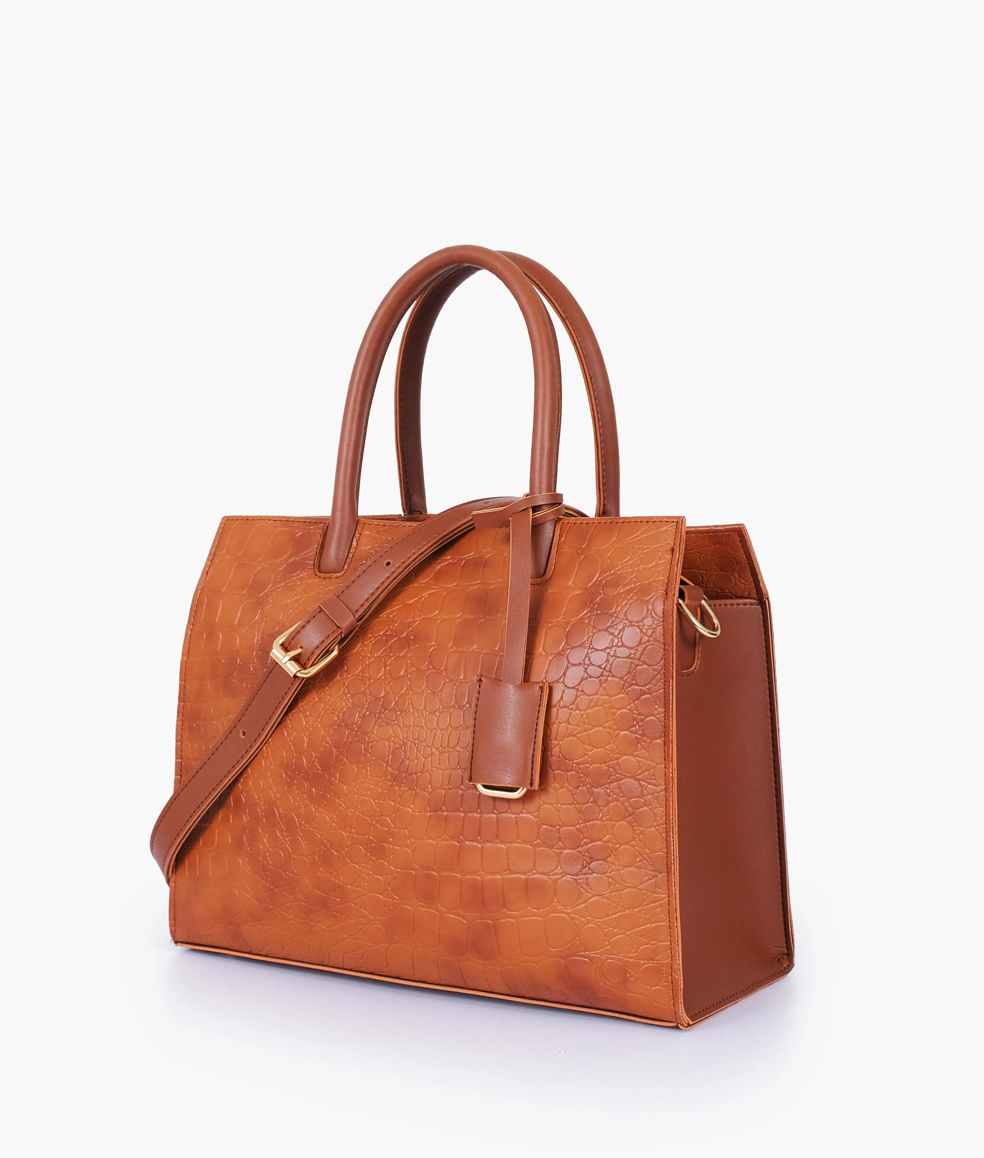 Brown crocodile vintage handbag