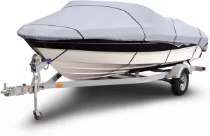Budge B-1201-X5 1200 Denier V-Hull Runabout Boat Cover Gray 18'-20' Long (Beam Width Up to 102") Waterproof, Heavy Duty, UV Resistant