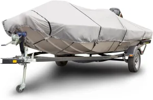 Budge B-1211-X8 1200 Denier Flat Front Boat Cover Gray 22'-25' Long (Beam Width up to 106") Waterproof, Heavy Duty, UV Resistant