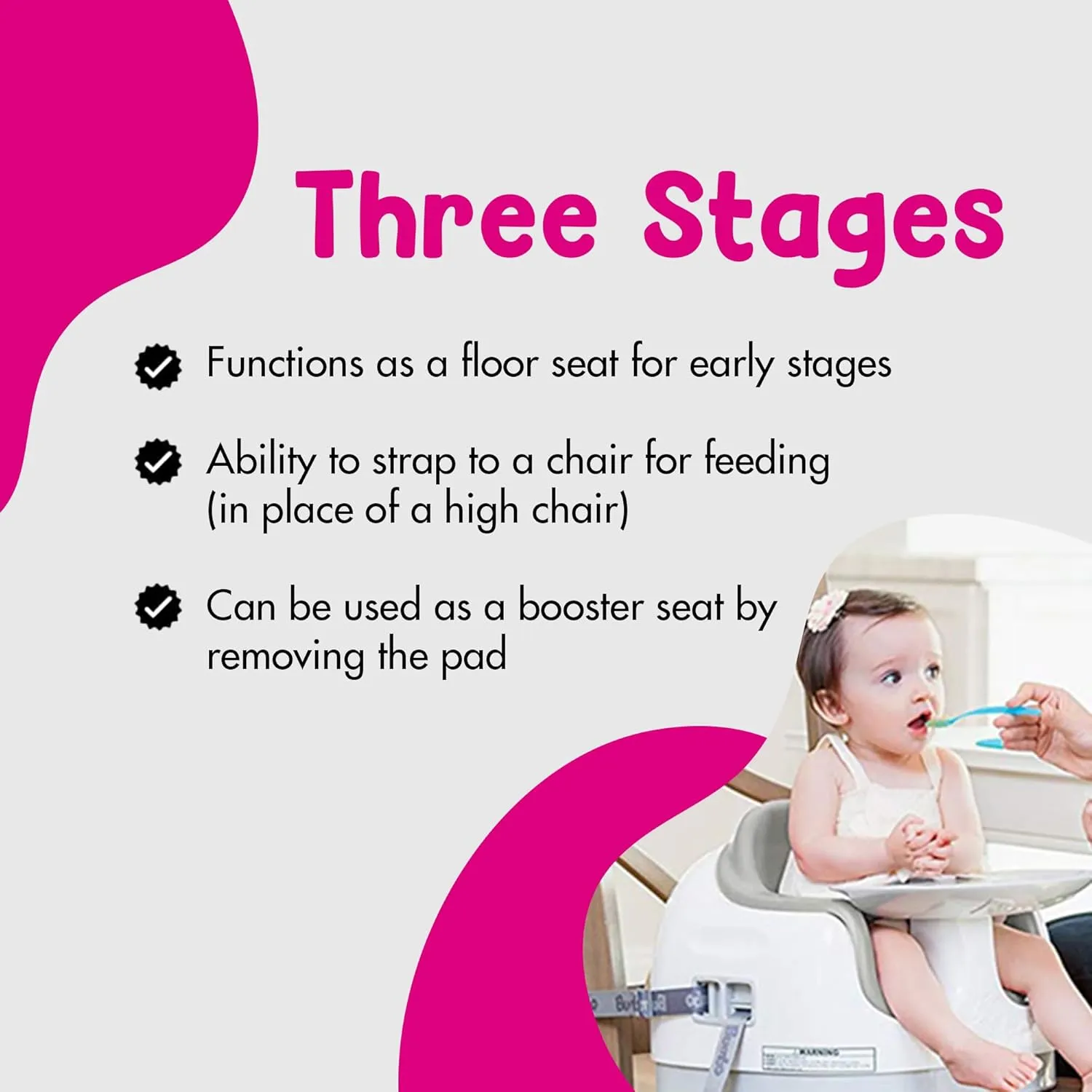 Bumbo Baby Toddler Adjustable 3 in 1 Multi Seat High Chair and Booster Seat with Removable Tray and Buckle Strap for Toddlers 1 to 3, Taupe (2 Pack)