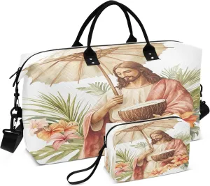 Burbuja Travel Duffel Bag for Women, Coconut Tropical Weekender Overnight Bag Shoulder Carry On Tote Bag with Trolley Sleeve, Gym Bag with Toiletry Bag