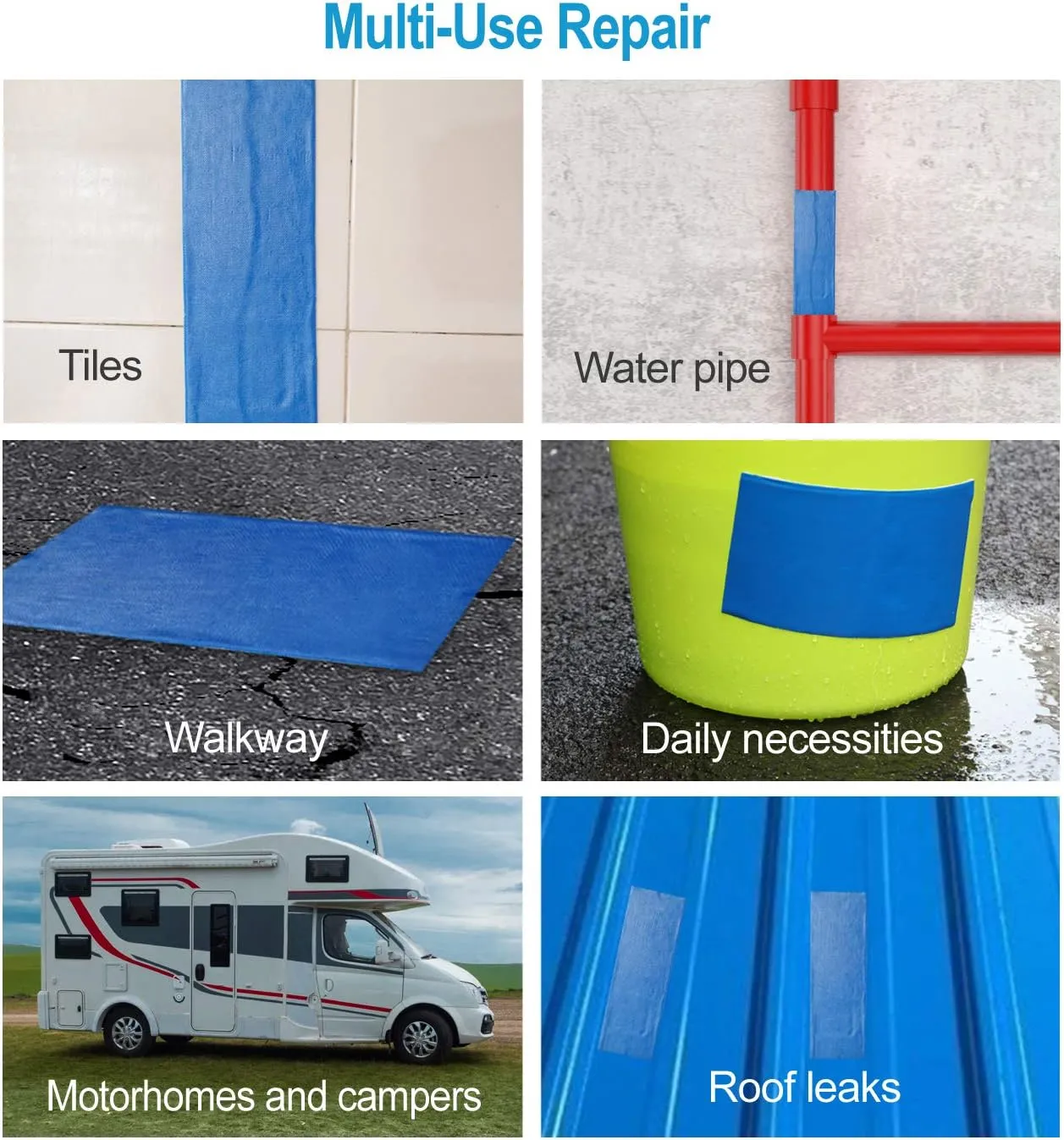 Butyl Seal Tape 2"W X 16'L, Butyl Repair Tape, Multi-Use for Boat and Pipe Sealing, HVAC Ducts, Roof Cracks, RV, Awning, Window Sealing, Blue