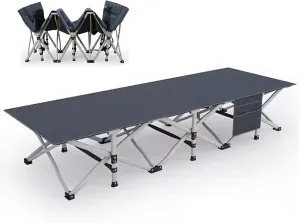Camping Cot, Easy-to-Assemble Folding Cot Supports Campers up to 500lbs, Great for Camping, Lounging, & Elevated Sleeping
