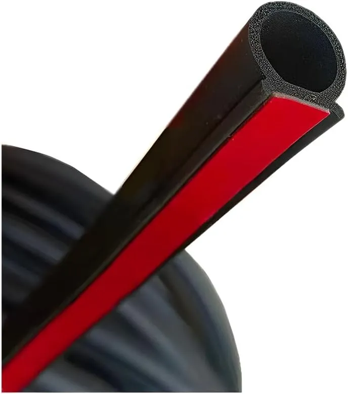 Car Door Rubber Seal Strip, D-Shape Auto Weather Striping, 3M Self Adhesive Soundproof Sealing for Car Truck Motor Door Cover Trunk, Fill The Gaps, Universal Automotive Accessories (10 Ft)