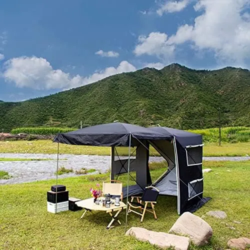 Car Tailgate Trunk Tent, Freestanding Car Awning Rainproof Car Rear Extension Tent with Big Screen & Extendable Awning, SUV Tent Double Protection Low Wind Resistance (Big Black Se