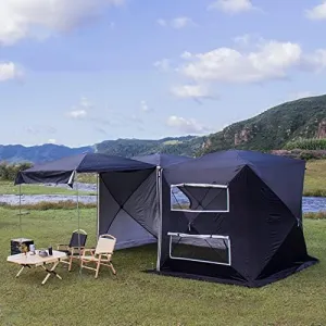 Car Tailgate Trunk Tent, Freestanding Car Awning Rainproof Car Rear Extension Tent with Big Screen & Extendable Awning, SUV Tent Double Protection Low Wind Resistance (Big Black Se