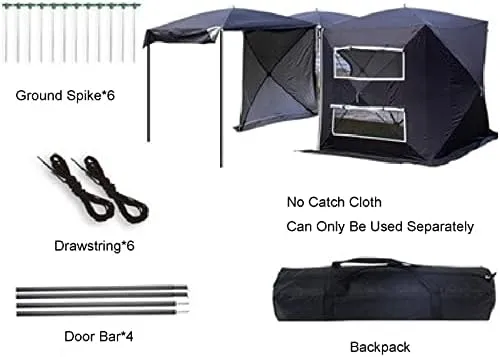 Car Tailgate Trunk Tent, Freestanding Car Awning Rainproof Car Rear Extension Tent with Big Screen & Extendable Awning, SUV Tent Double Protection Low Wind Resistance (Big Black Se