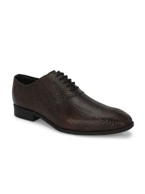 CARLO ROMANO BROWN COLOR PREMIUM ITALIAN RANGE SNAKE PRINTED LEATHER DERBY FORMAL SHOE FOR MEN