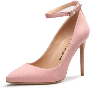 Castamere Womens Ankle Strap Pumps Pointed Toe Slip-on High Heels 10CM Heels