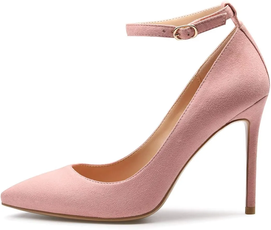 Castamere Womens Ankle Strap Pumps Pointed Toe Slip-on High Heels 10CM Heels
