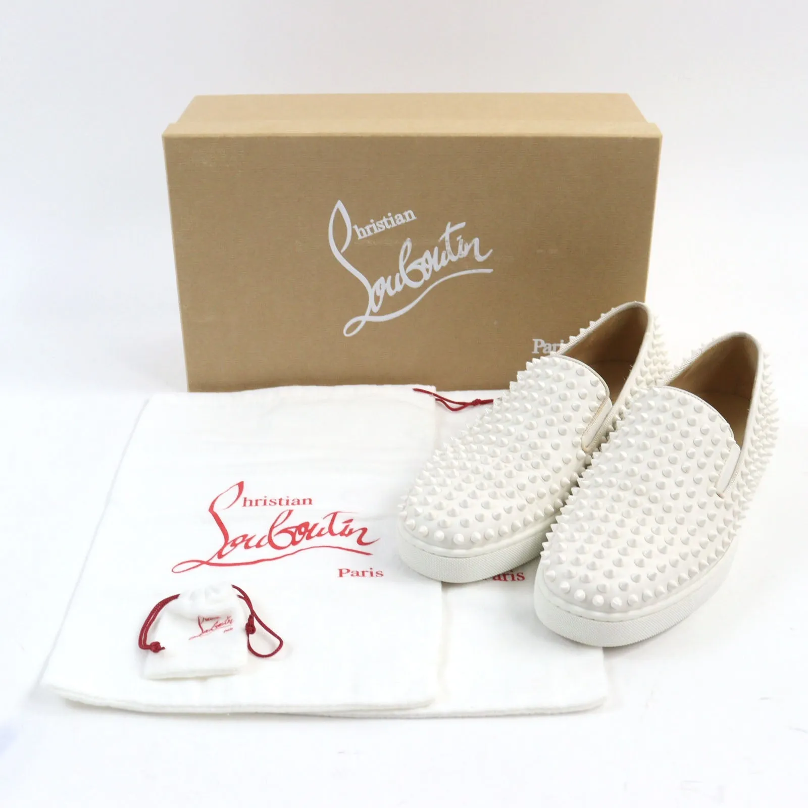 Christian Louboutin Slip-on leather white ROLLER BOAT 41.5